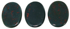 Examples of typical dark green bloodstone with varying spread of red flecking.