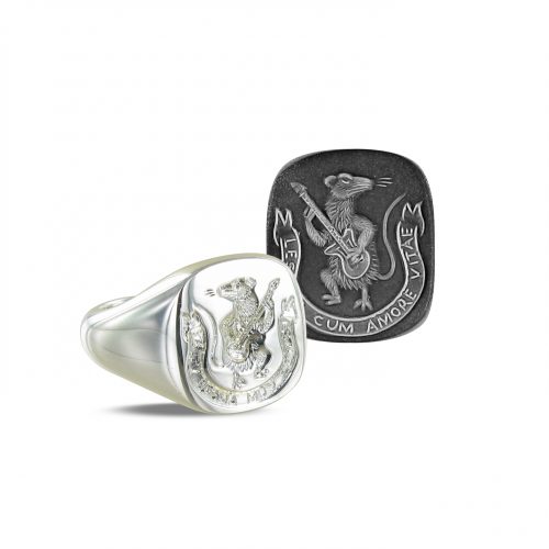 White Gold Signet Ring engraved