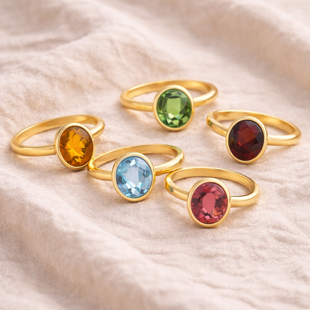 Gold Dress Ring with Garnets - Collection