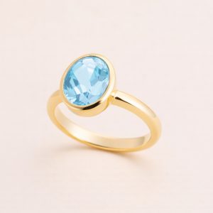 Gold Dress Ring Blue Garnet
