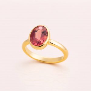 Gold Dress Ring Pink Garnet