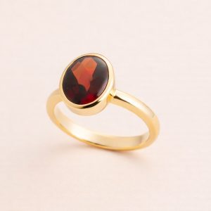 Gold Dress Ring Red Garnet
