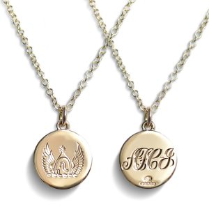 Gold Pendant necklace engraved