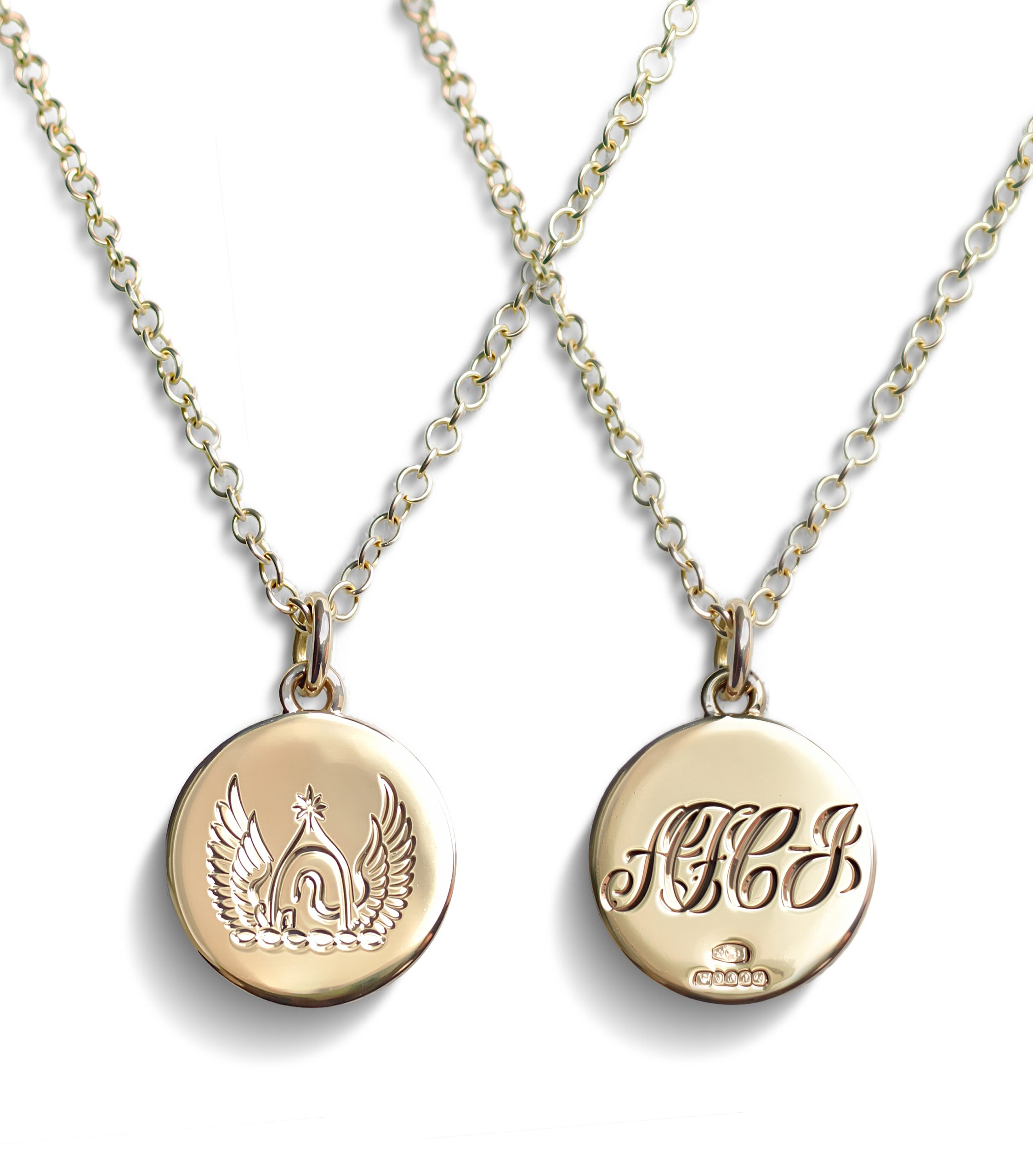 Gold Pendant necklace engraved