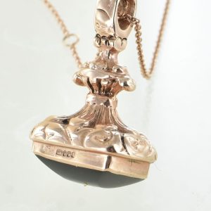 Rose Gold & Onyx Hand Seal Pendant