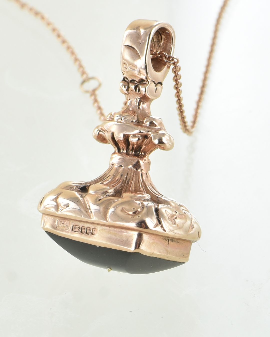 Rose Gold & Onyx Hand Seal Pendant