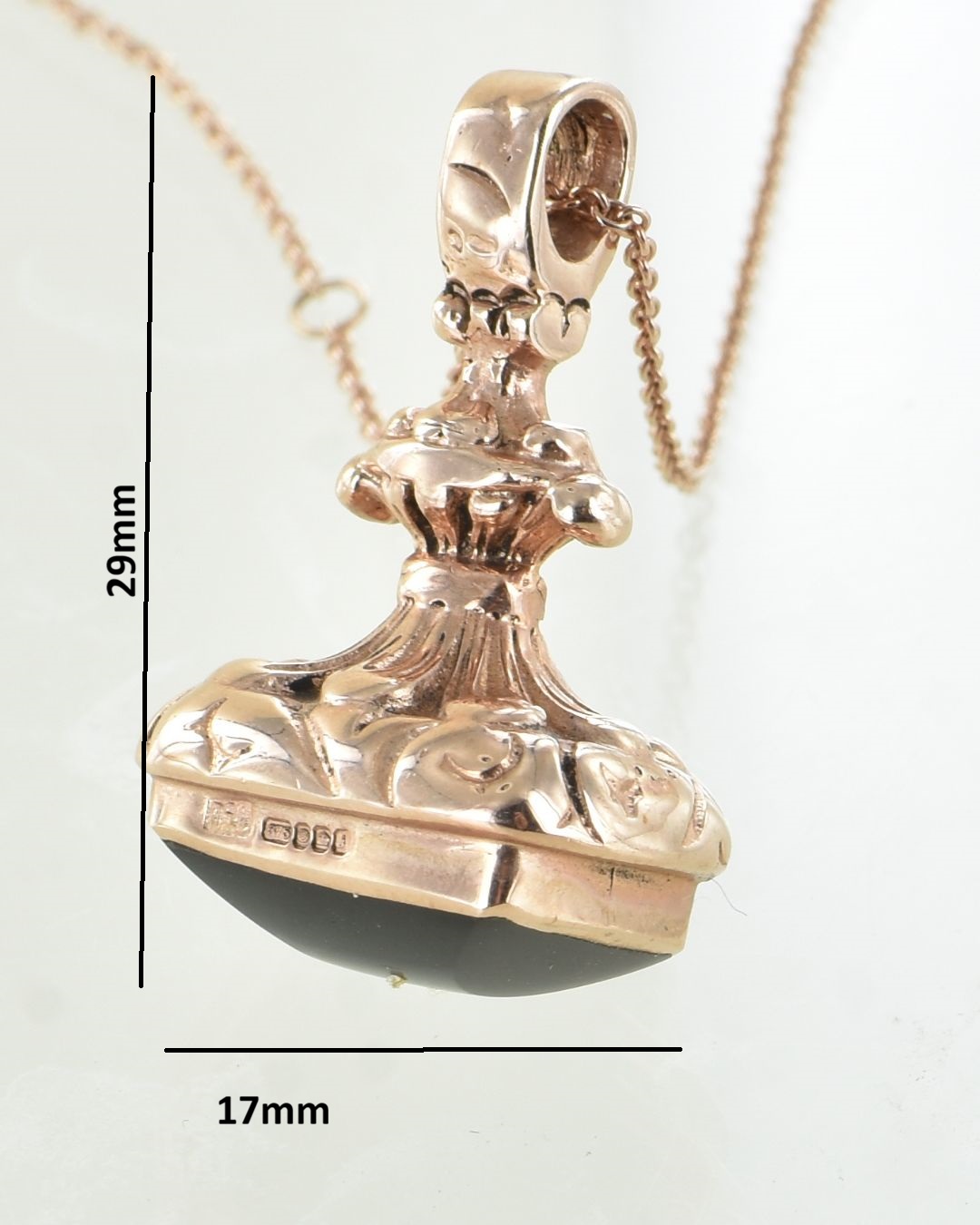 Rose Gold & Onyx Hand Seal Pendant - Image 4