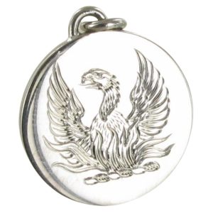 Sterling silver pendant hand engraved with crest and initials