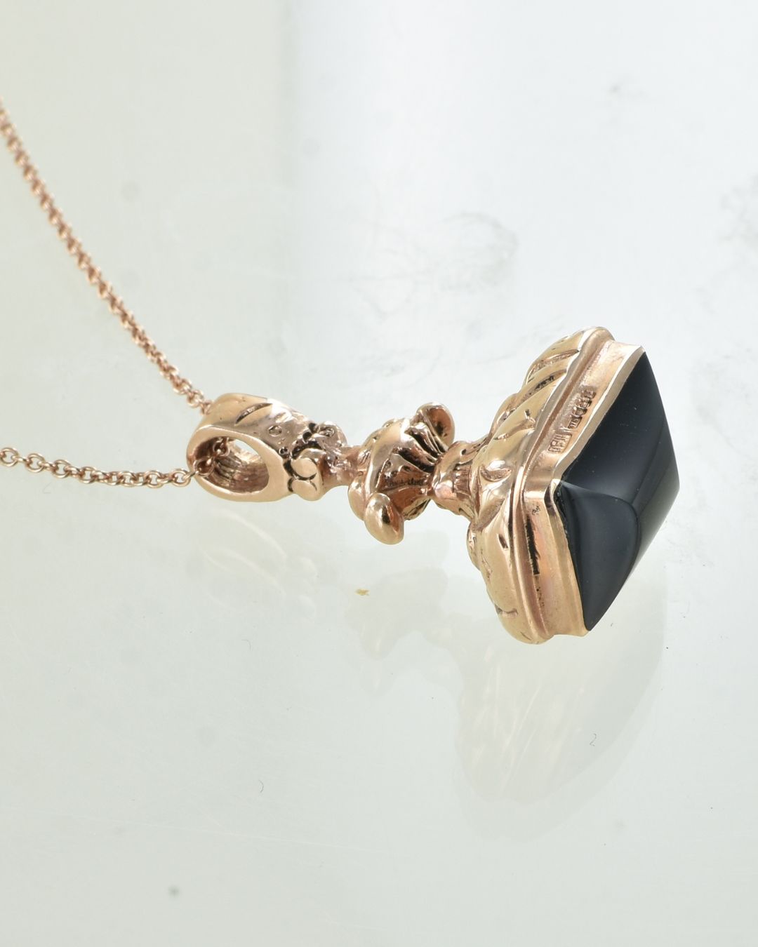 Rose Gold & Onyx Hand Seal Pendant - Image 6