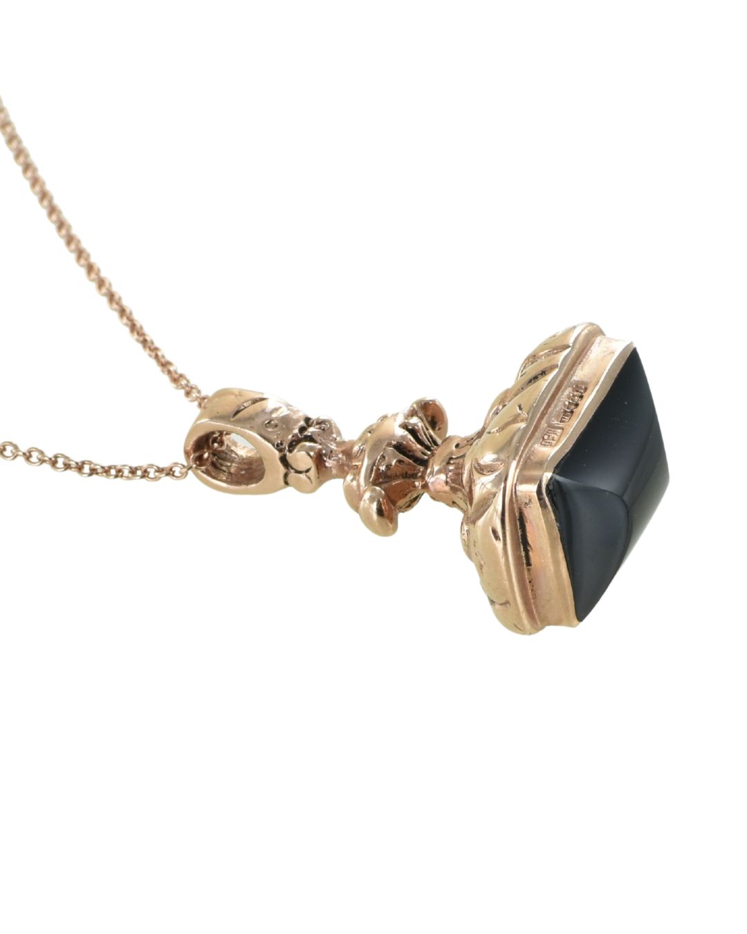 Rose Gold & Onyx Hand Seal Pendant - Image 2