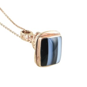 Zebra Onyx Rose Gold Seal Pendant