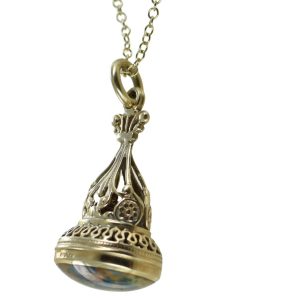 Large yellow bloodstone 9 carat gold Seal pendant